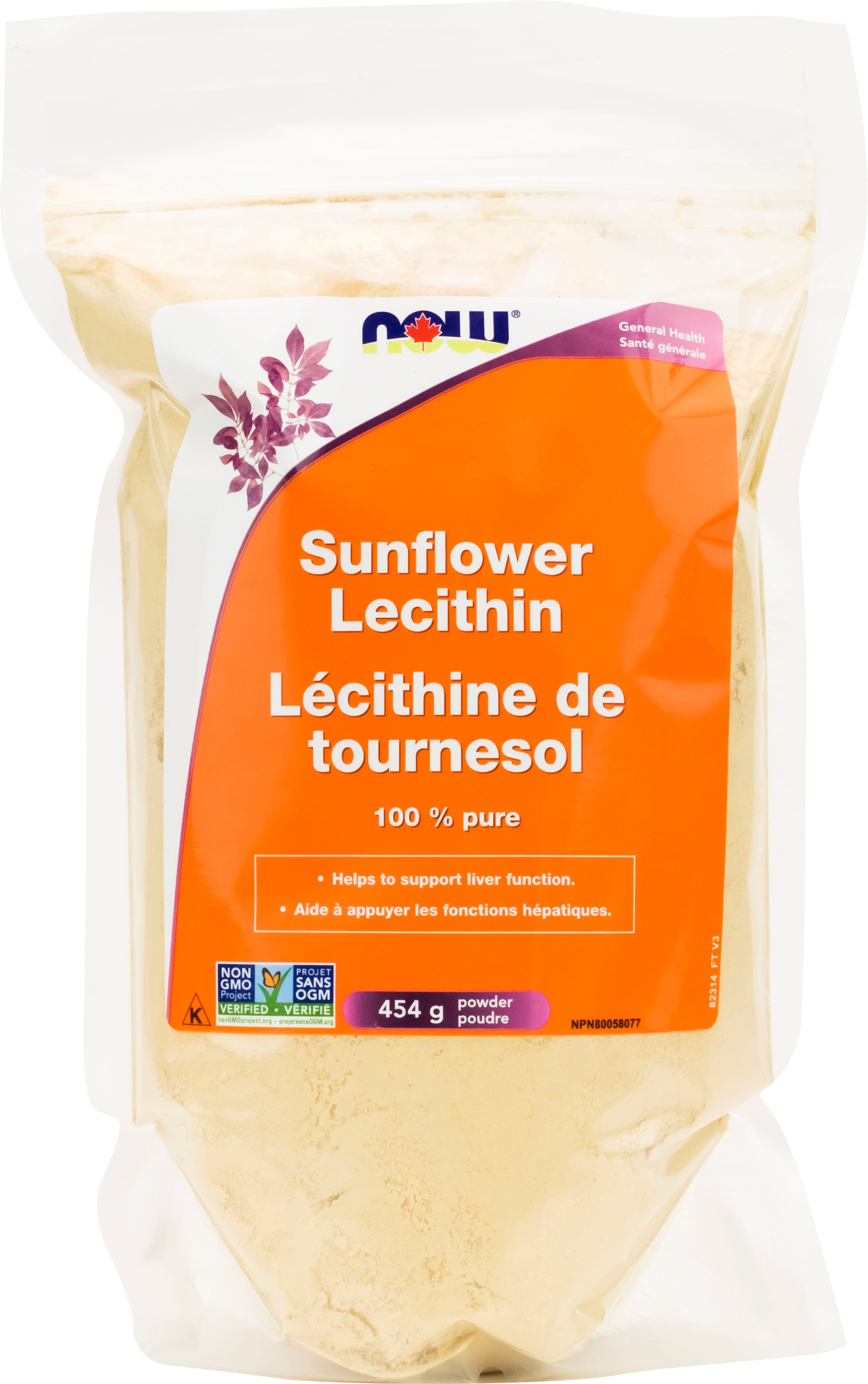 NOW Sunflower Lecithin Powder Non-GMO 454g