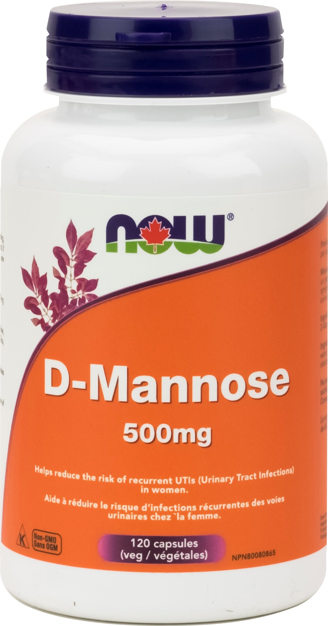 NOW D-Mannose 500mg 120 Vegetarian Capsules