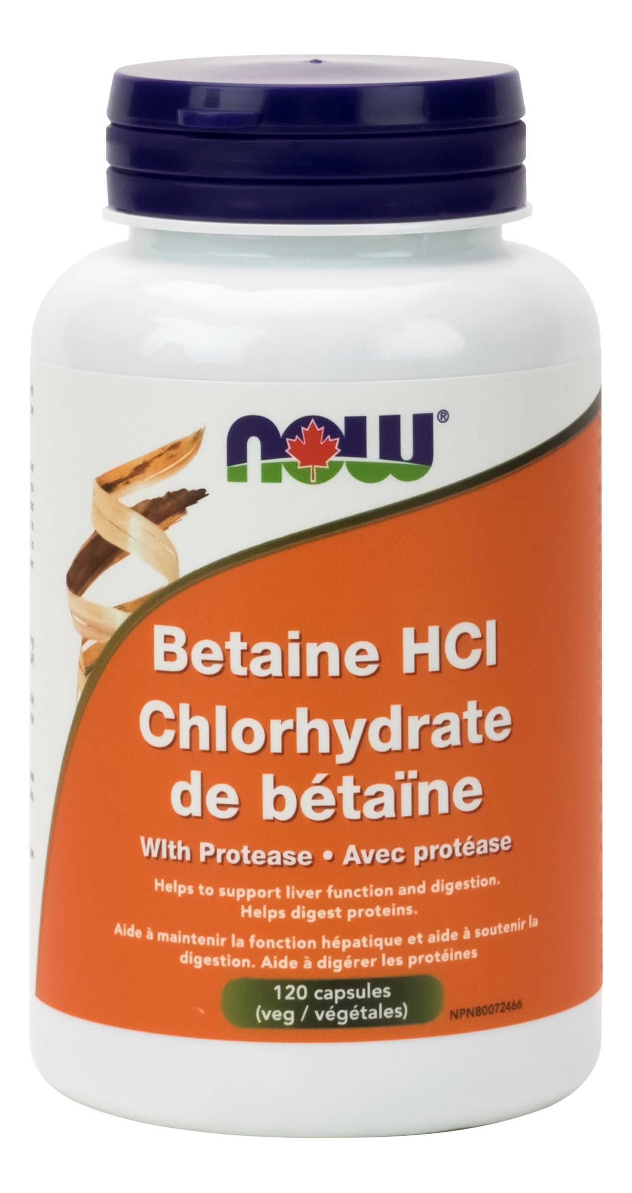 NOW Betaine HCL With Pespin 120 Capsules