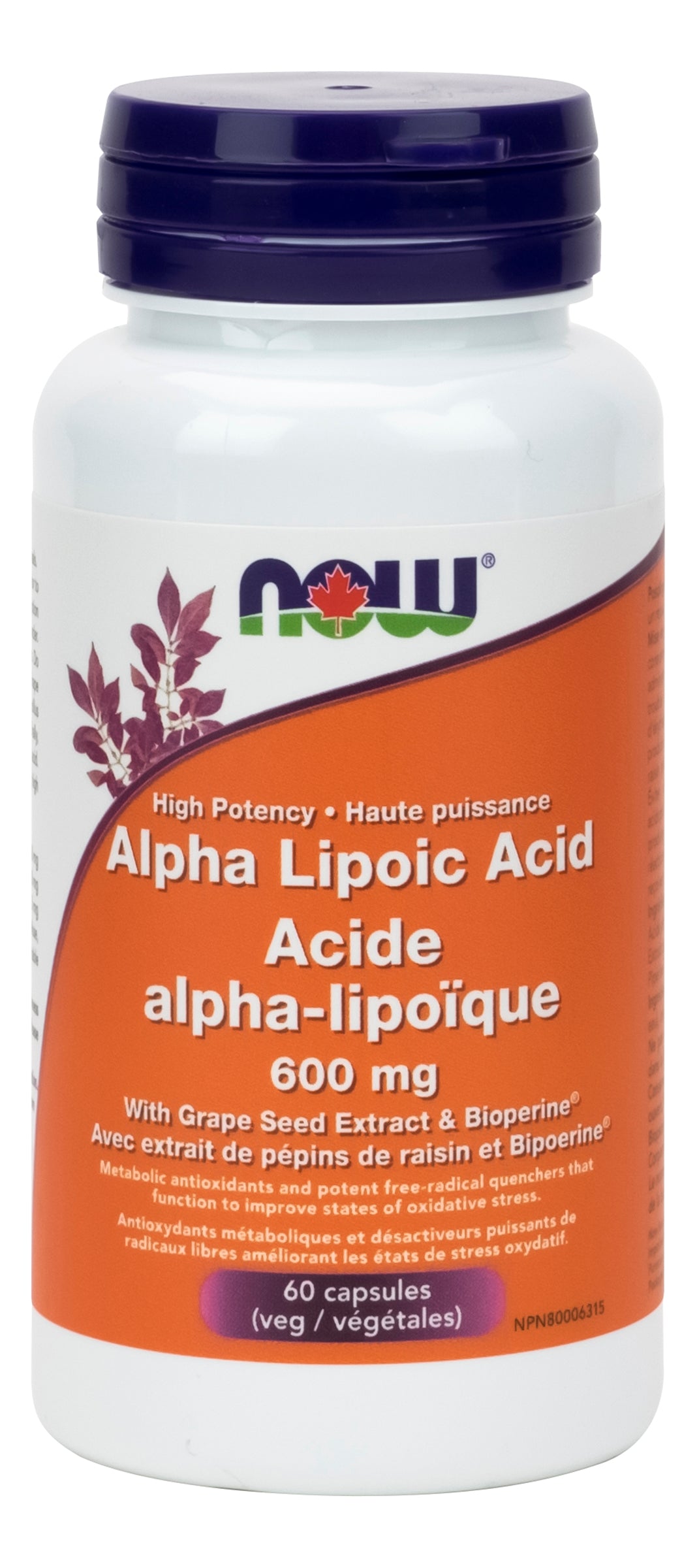 NOW Alphalipoic Acid 600mg 60 Vegetarian Capsules