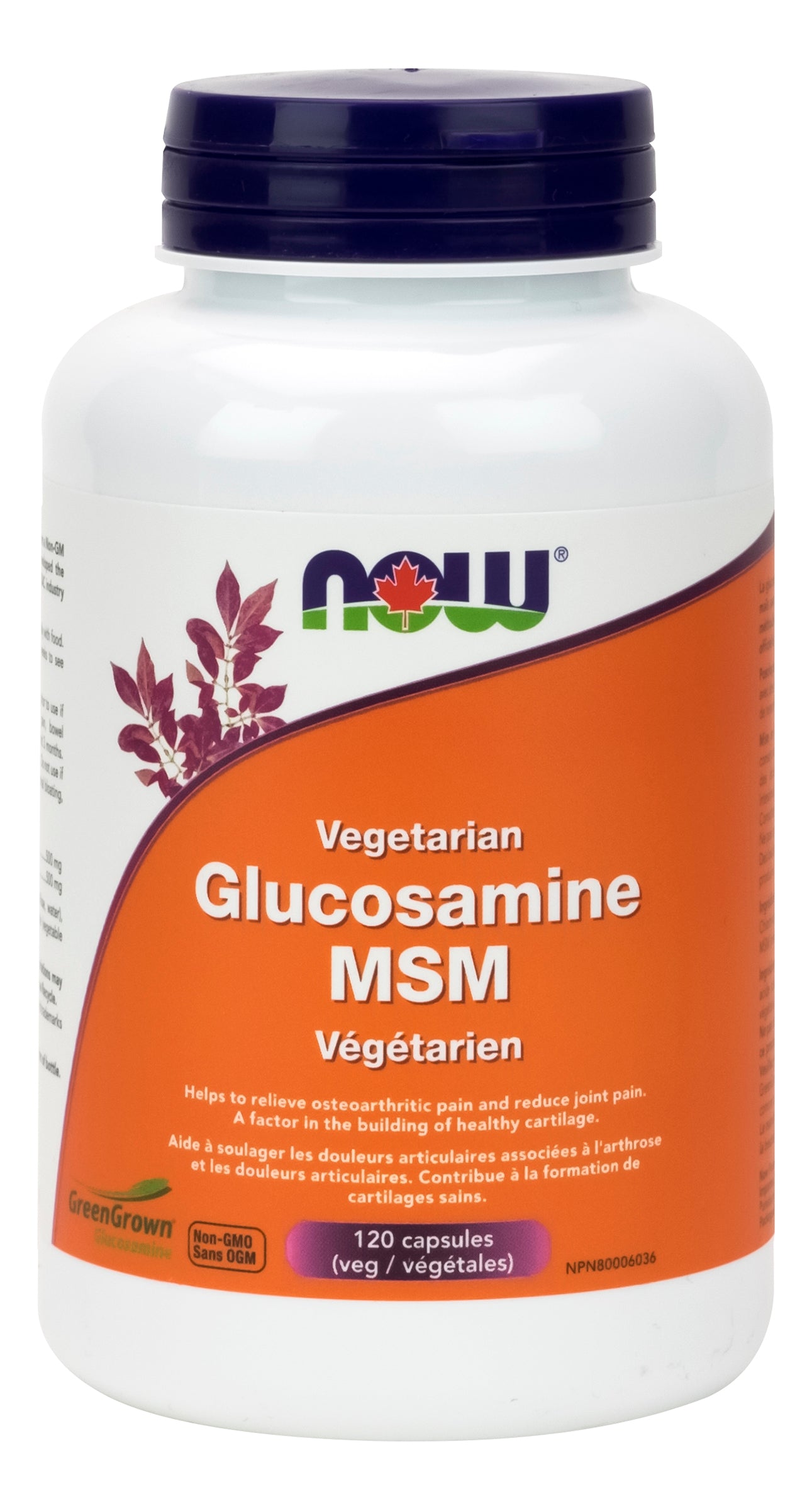 NOW Vegetarian Glucosamine HCL & MSM 1000mg 120 Vegetarian Capsules