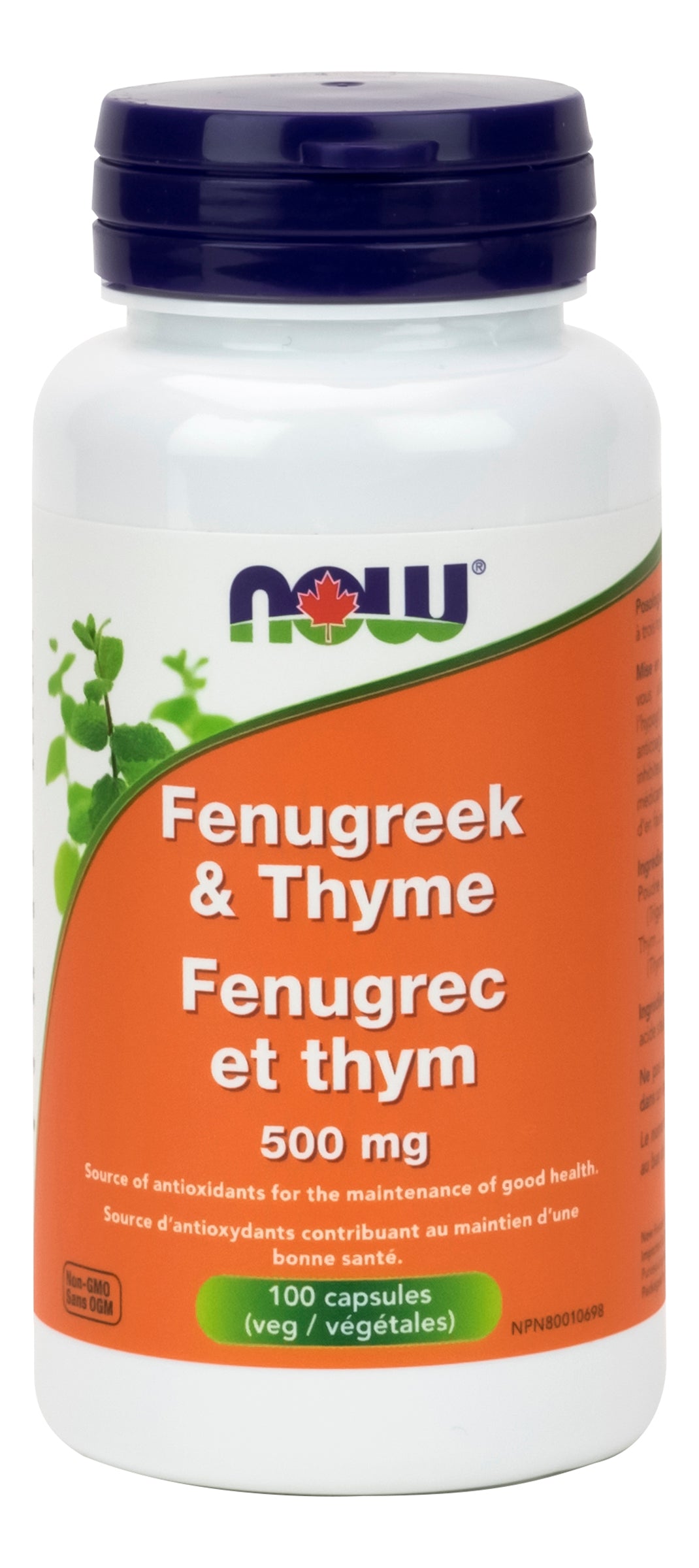 NOW Fenugreek & Thyme 500mg 100 Vegetarian Capsules