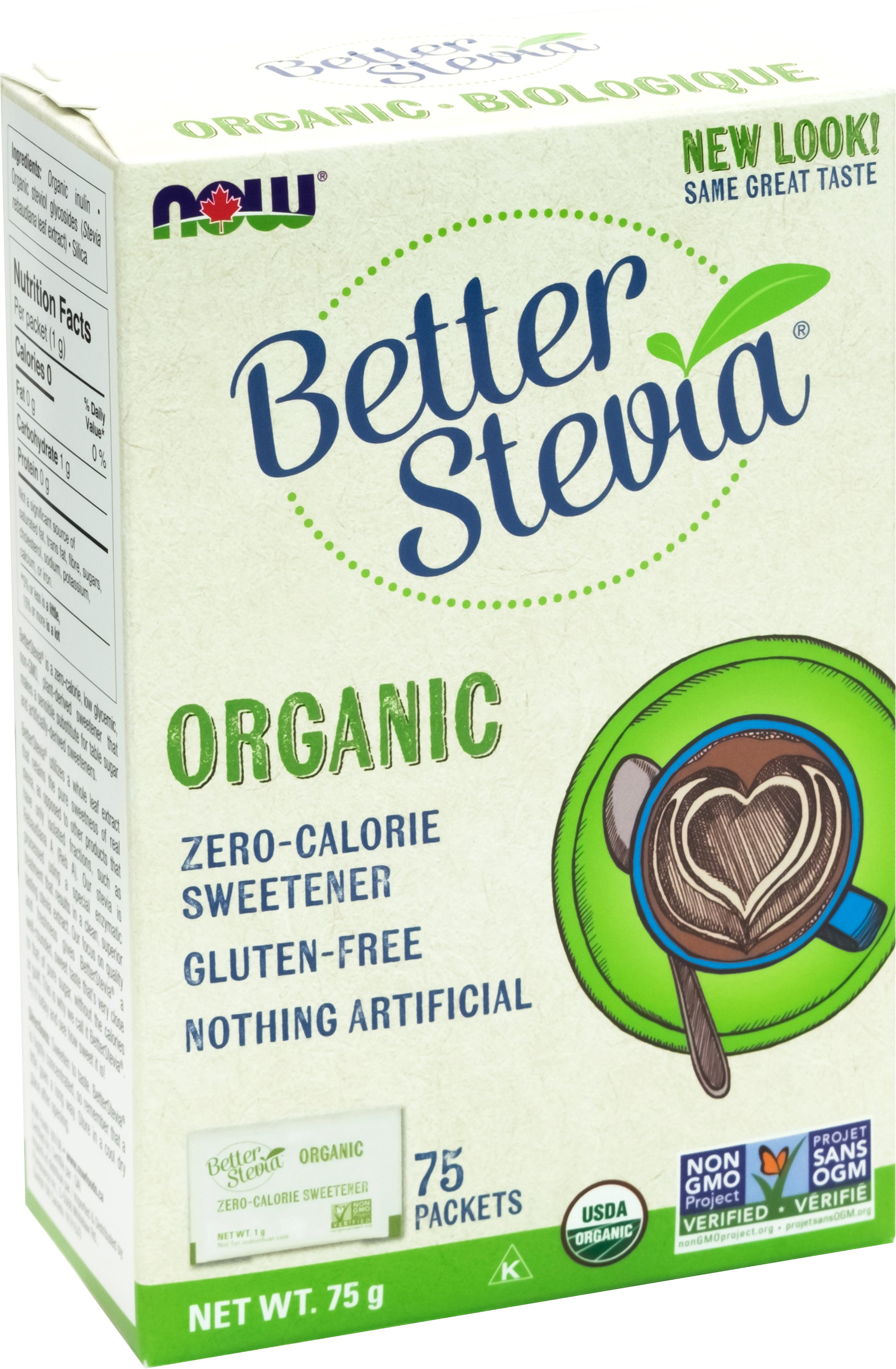 NOW BetterStevia With/Inulin Packets 1g 75 Packets