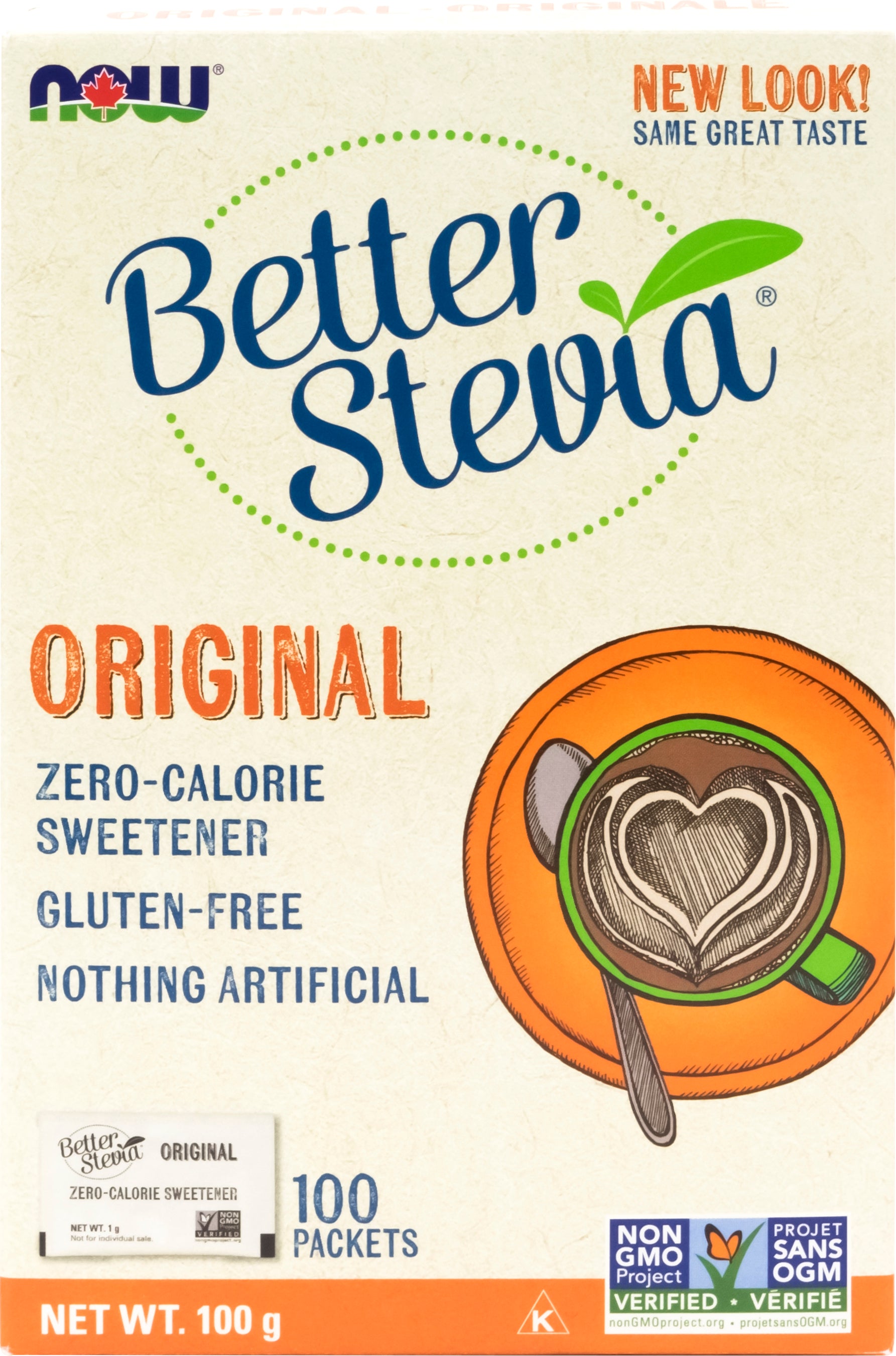 NOW  BetterStevia Extract 100 Packets Original
