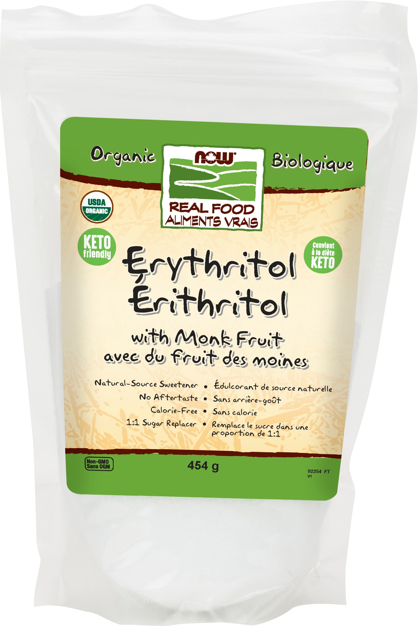 NOW Erythritol with Monk Fruit 454g