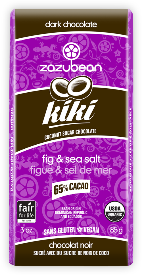 Zazubean Organic Kiki Fig & Sea Salt Chocolate Bar 85g