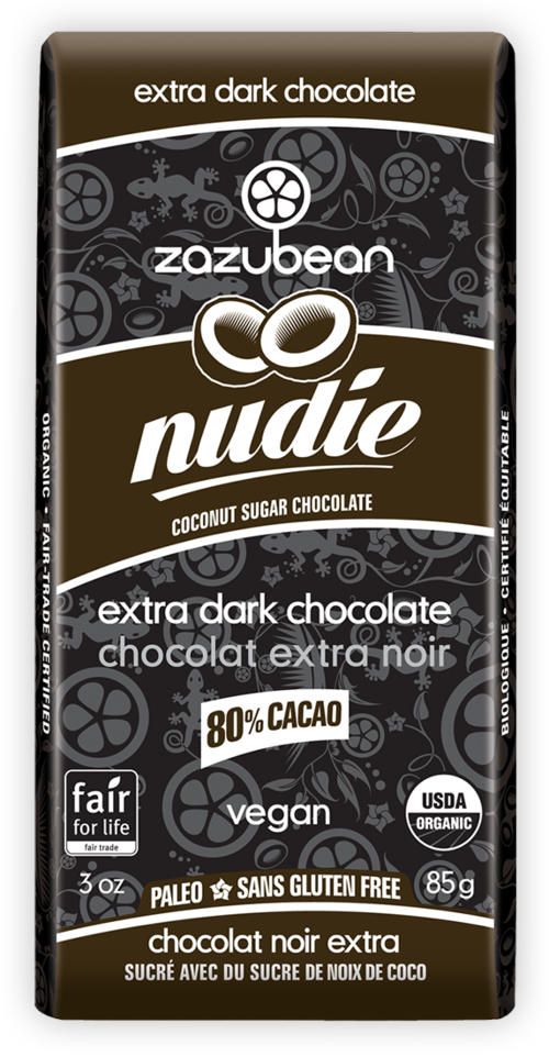 Zazubean Organic Nudie Extra Dark Vegan Chocolate 85g