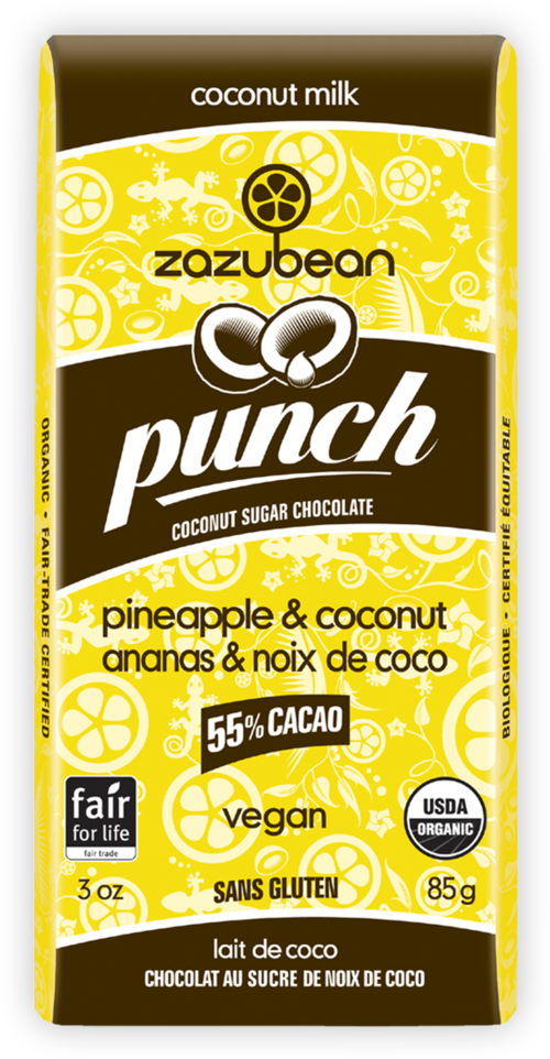 Zazubean Punch Pineapple & Coconut Coconut Milk Chocolate 85%
