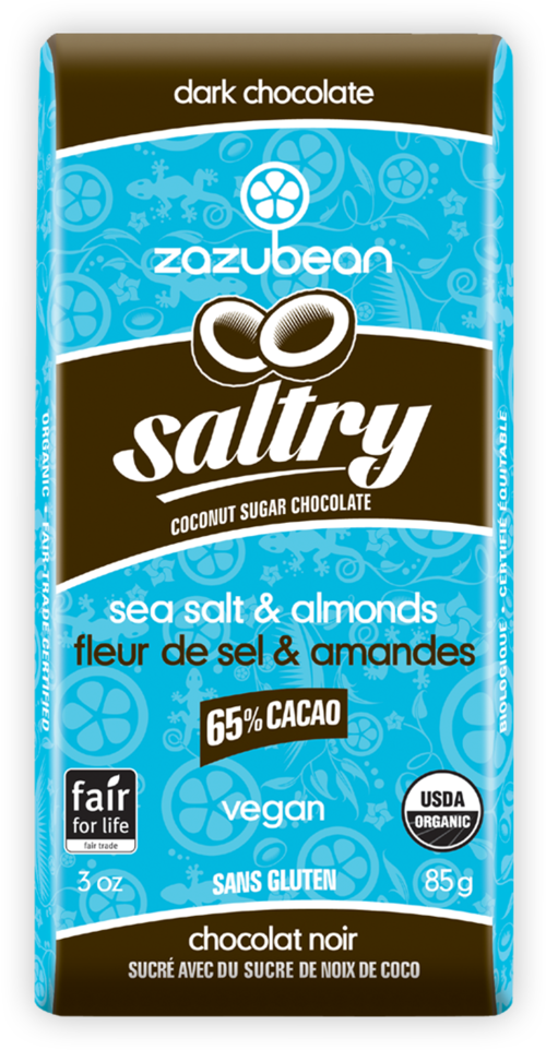 Zazubean Organic Saltry Sea Salt & Almonds Chocolate 85g