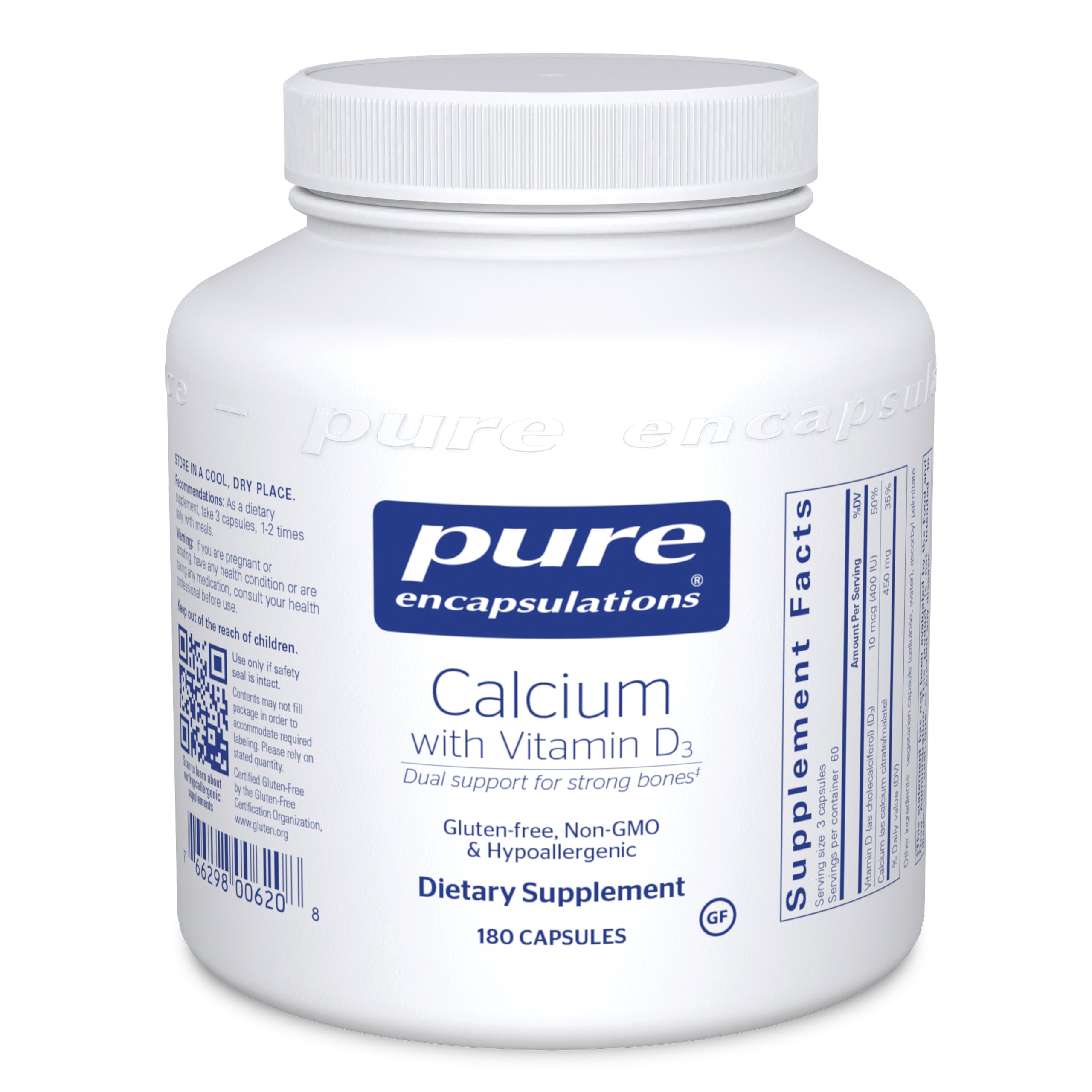 Pure Encapsulations Calcium with Vitamin D3 180 Capsules