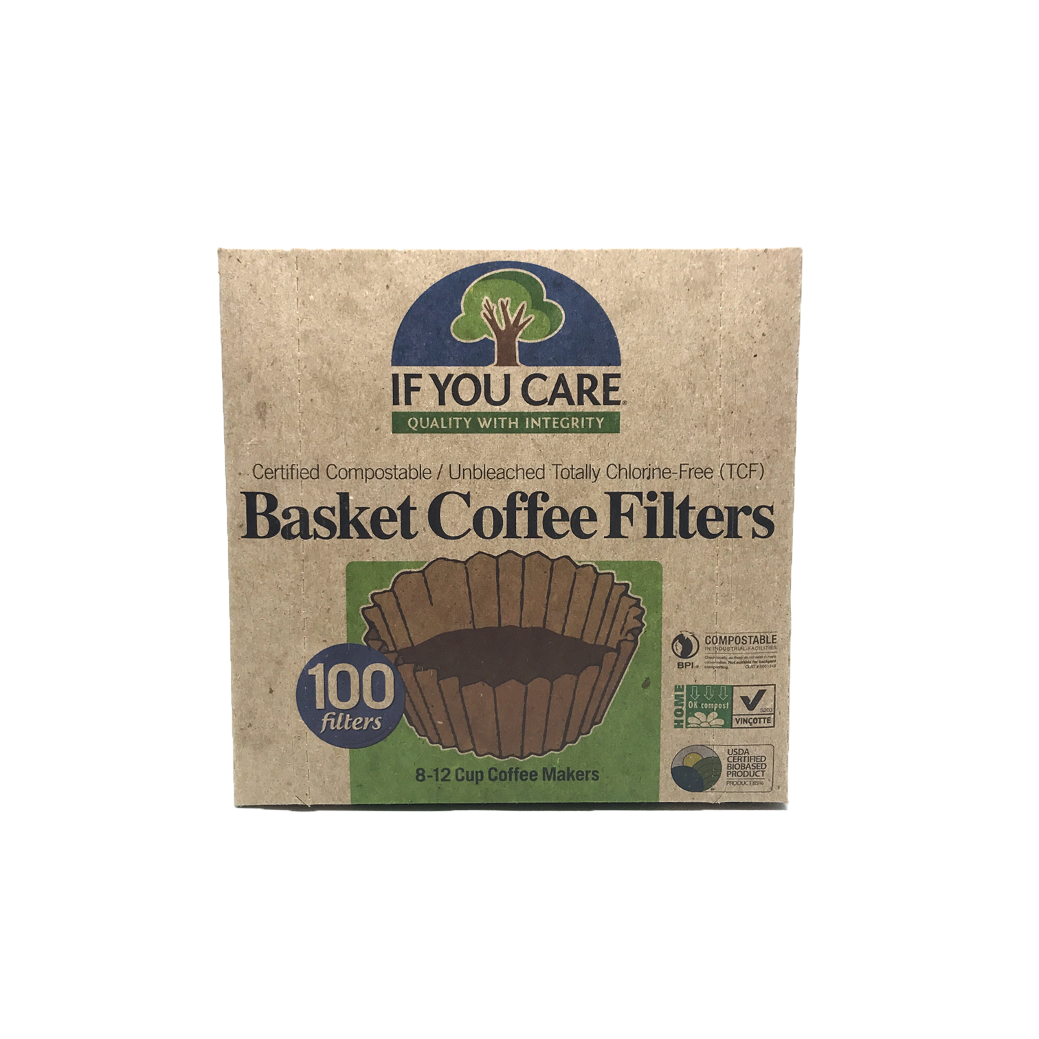 If You Care Unbleached Coffee Filters Basket Size #8 -100Pk