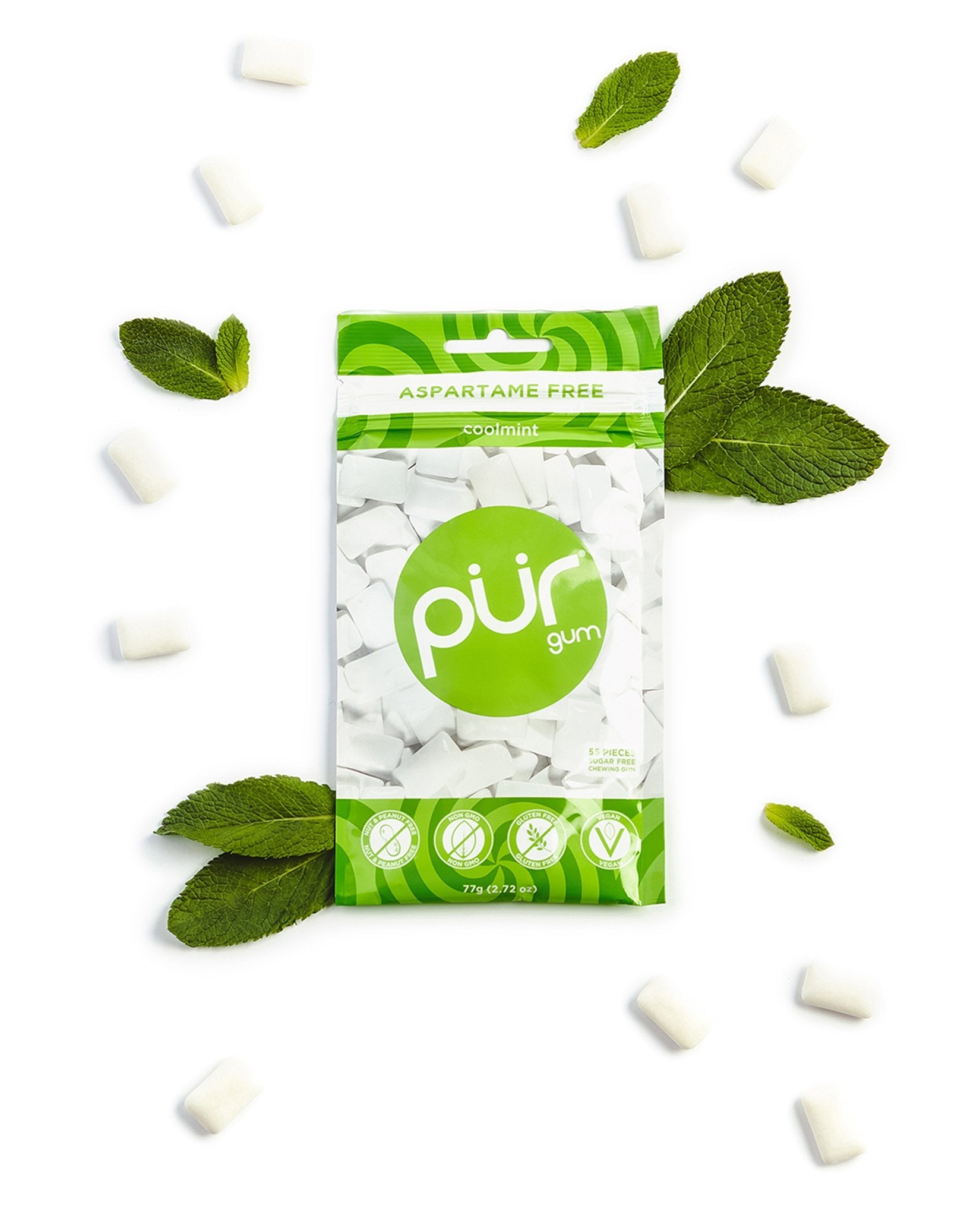 Pur Gum Sugar-Free Coolmint Gum Bag 80g (55 Pieces)