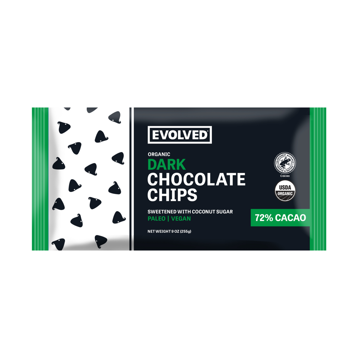 Evolved Dark Chocolate Chips Sweetened with Coconut Sugar 255g