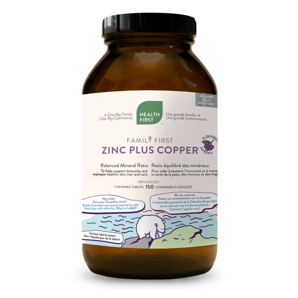 Health First Family First Zinc Plus Copper 150 Elderberry Chewable Tablets