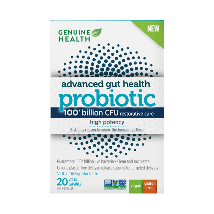Genuine Health Advanced Gut Health Probiotic High Potency Restorative Care 20 Vegan Capsules