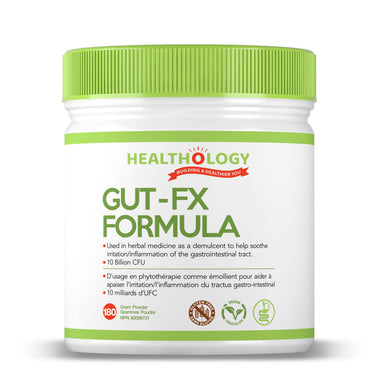 Healthology Gut- FX Formula 180g Powder  Buy Canada, Buy Local, Buy Independent.  Description  Gut health is the foundation of our overall health. Our digestive system allows us to break down and absorb nutrients (and energy) from food and eliminate toxins from the body. It is also the control centre of our immune system, and produces many of our hormones including serotonin and dopamine, which impact our mood, sleep, appetite and the nervous system.