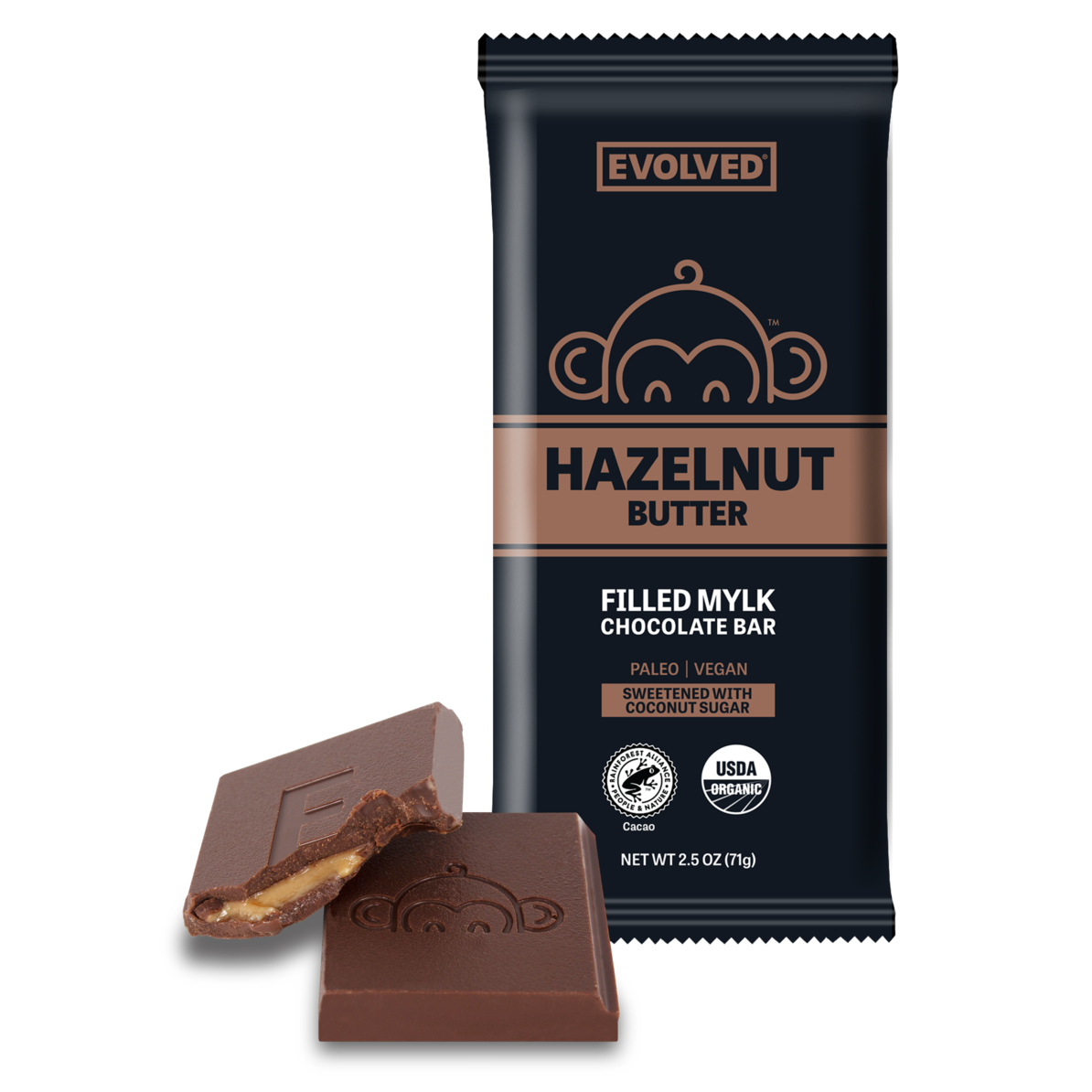 Evolved Hazelnut Butter Filled Mylk Chocolate Bar 71g