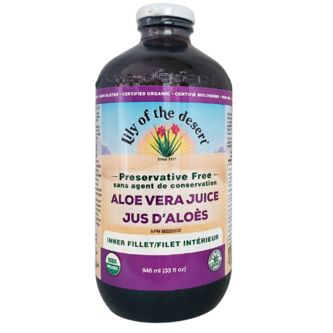 Lily Of The Desert Aloe Vera Inner Fillet Juice Preservative Free Glass 946ml