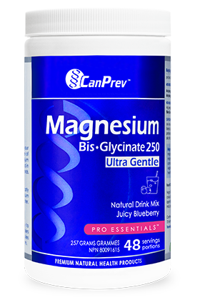 CanPrev Magnesium Bis-Glycinate 250 Ultra Gentle Powder Juicy Blueberry 257g