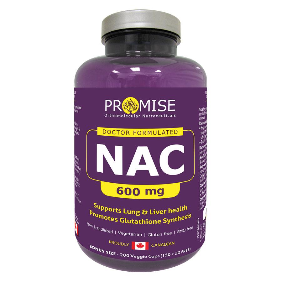 Promise Orthomolecular Nut. NAC 600mg 200 Vegetarian Capsules