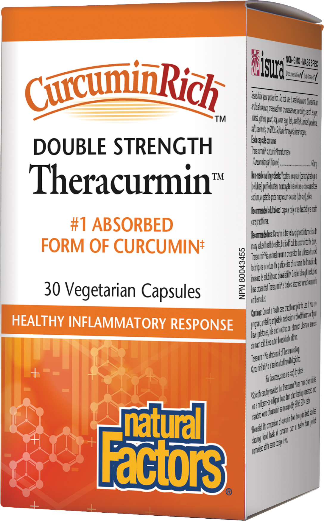 Natural Factors CurcuminRich Double Strength Theracurmin 60mg 30 Vegetarian Capsules