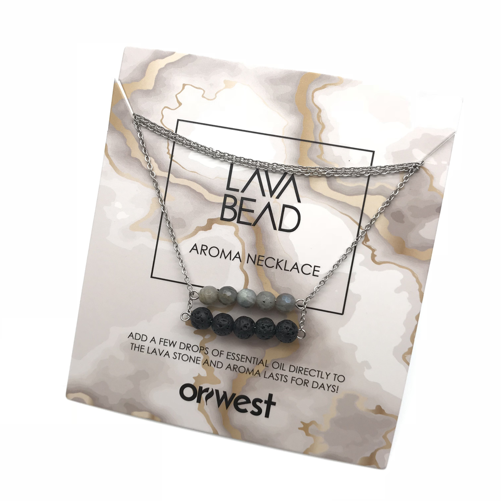 Oriwest "Elle" Lava Stone Aroma Necklace