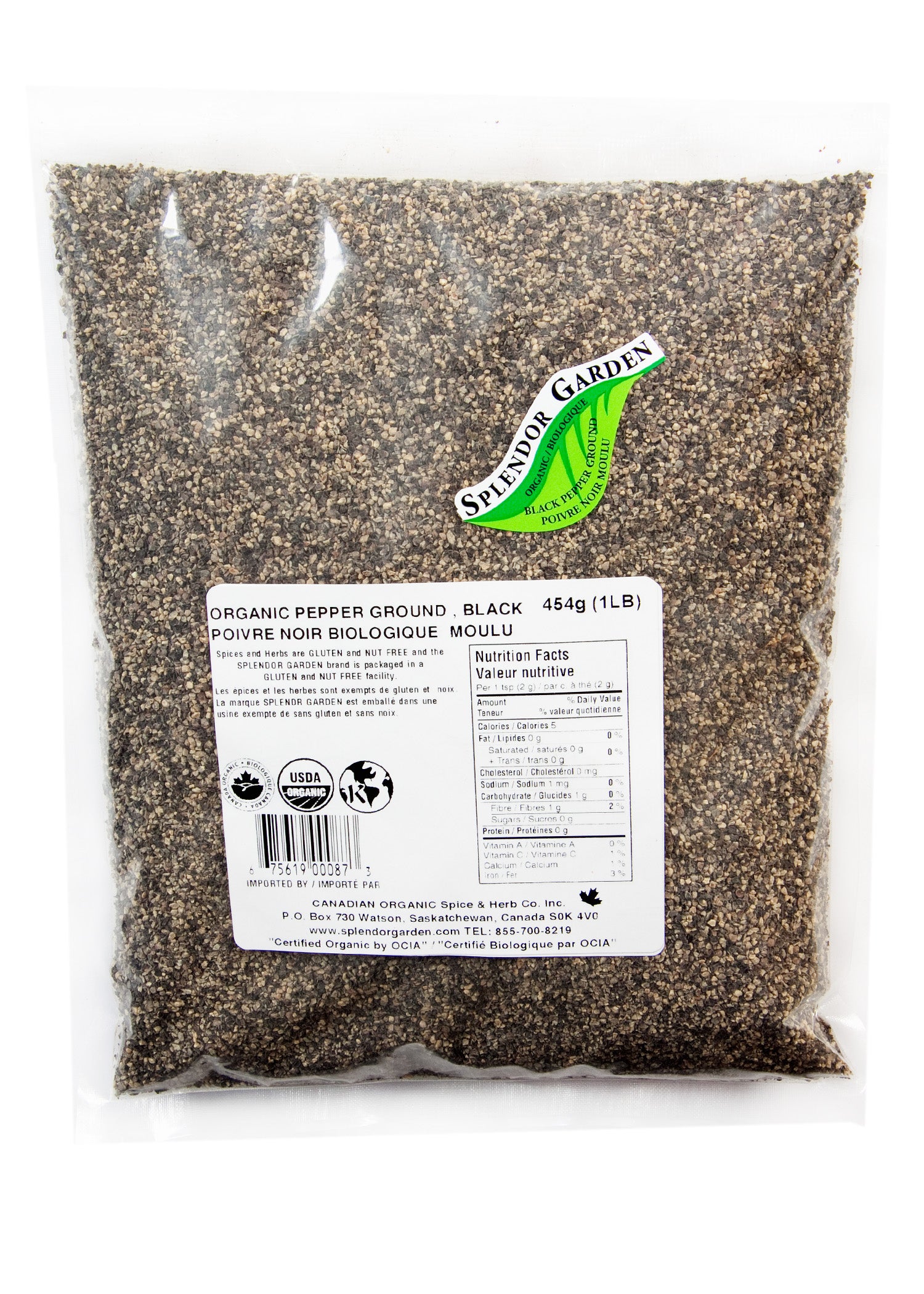 Splendor Garden Organic Black Pepper Ground 454g