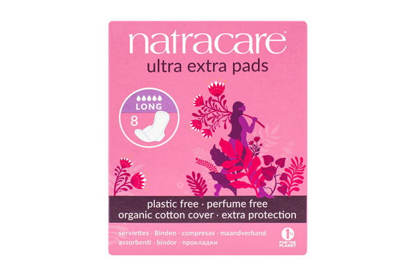 Natracare Ultra Extra Pads Long With Wings 8 count