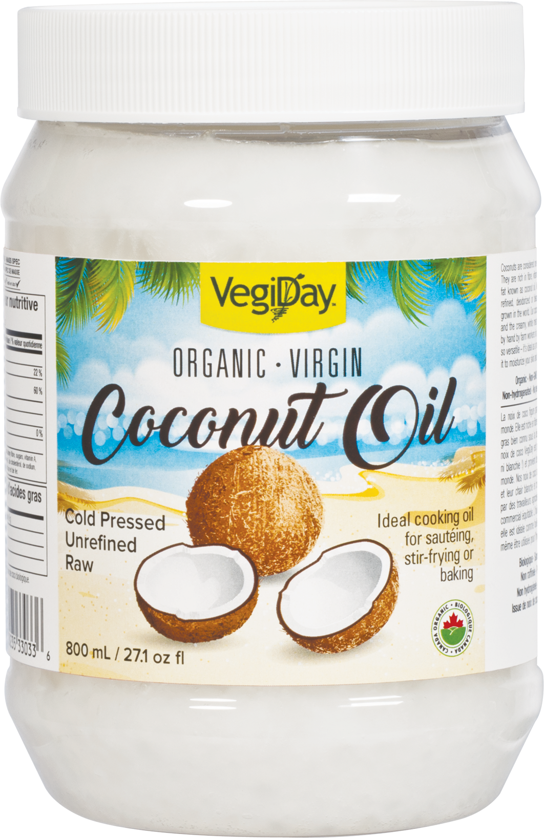 Vegiday Organic Virgin Coconut Oil 800ml