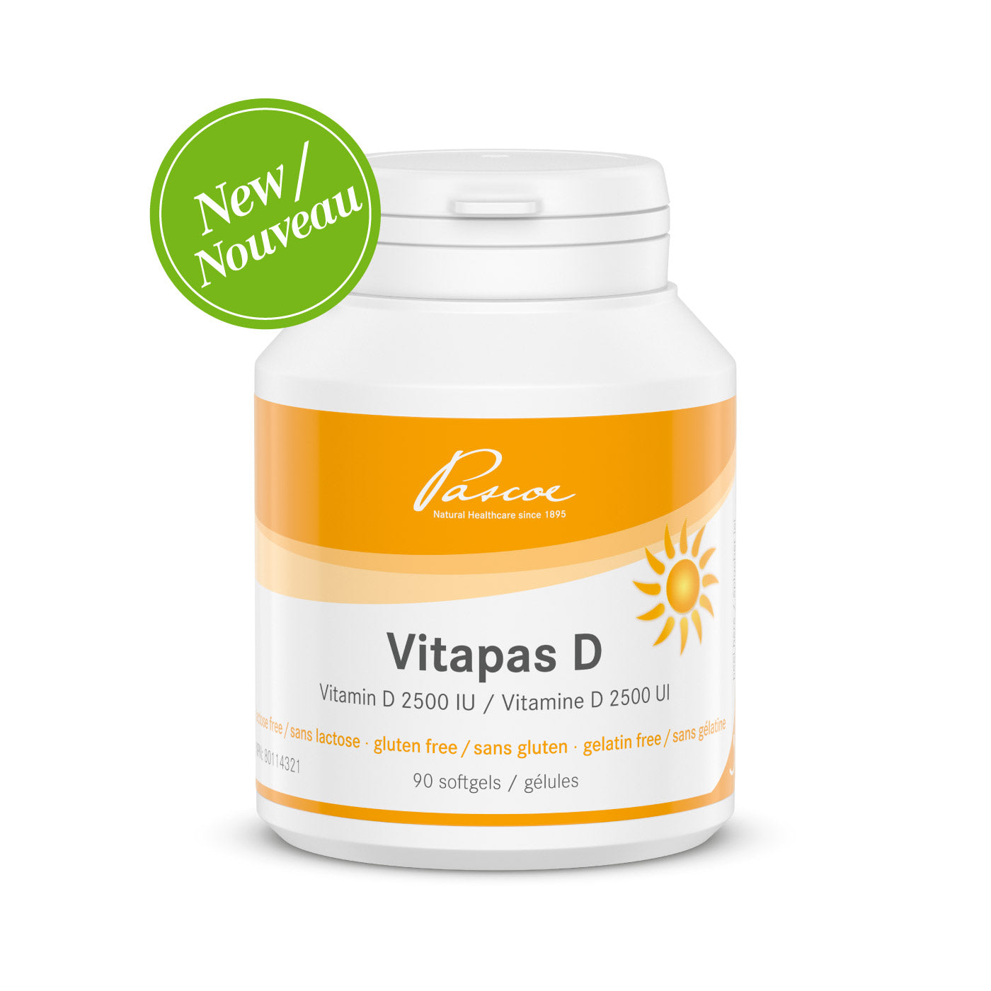 Pascoe Vitapas D Vitamin D3 2500IU 90 Gelatin-Free Softgels (Discontinued)