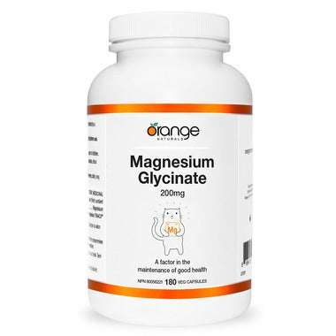 Orange Naturals Magnesium Glycinate 200mg 90 Vegetable Capsules