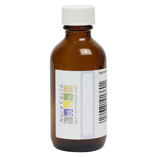 Aura Cacia Empty Amber Bottle With Writable Label and Cap 2fl oz