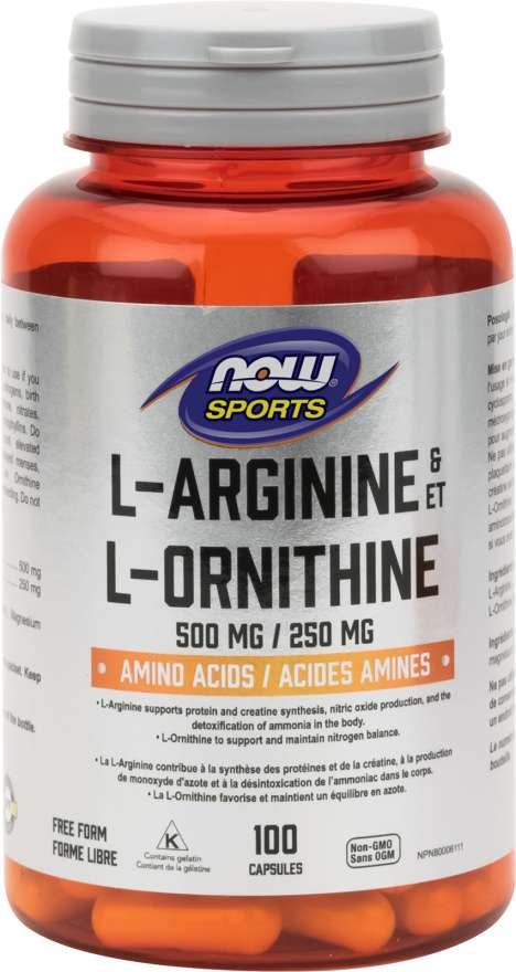 Now Arginine & Ornithine 1000mg 100 Capsules