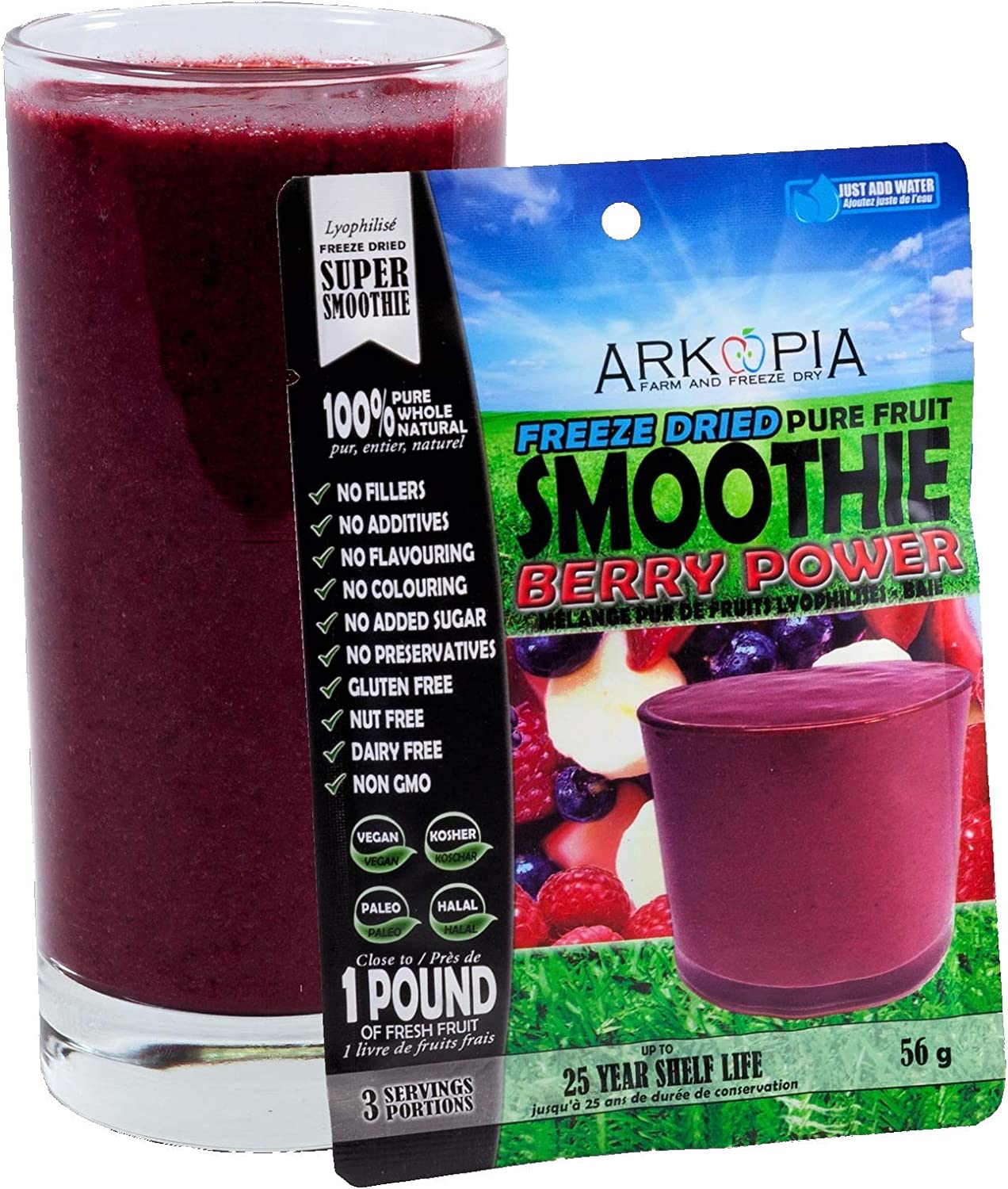 Arkopia Freeze Dried Pure Fruit Smoothie Berry Power 56g (Discontinued by Inside U)