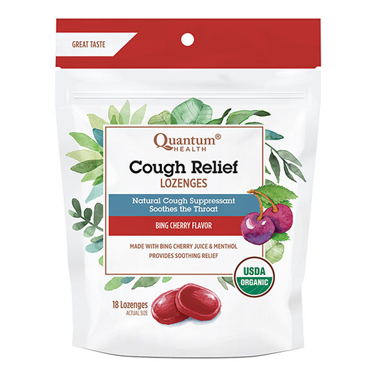 Quantum Organic Cough Relief Lozenges Bing Cherry with Slippery Elm 18 Lozenges