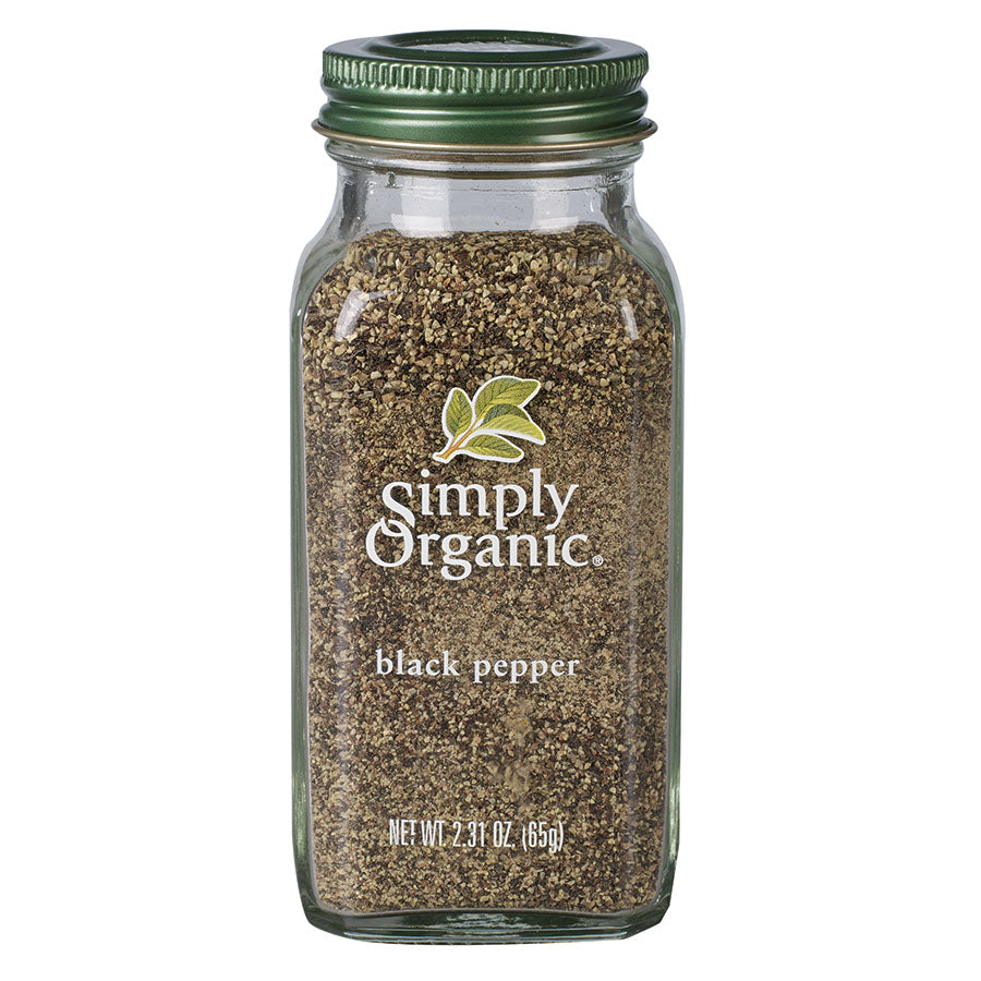 Simply Organic Black Pepper, Medium Grind 65.5g Glass Bottle