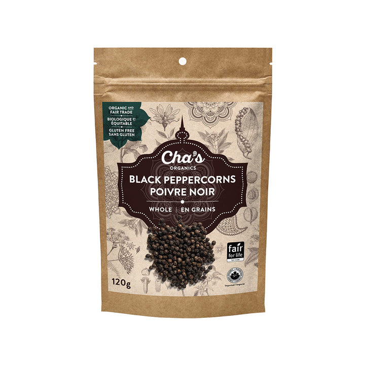 Cha's Organics Black Peppercorns 120g