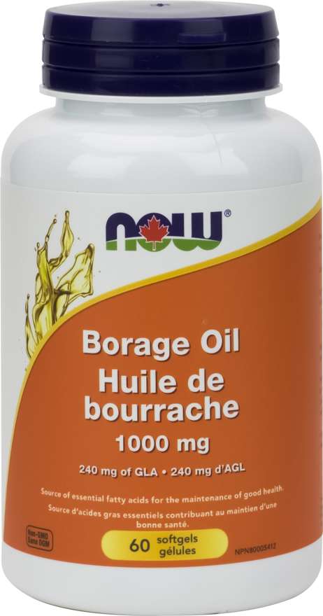 NOW Borage Oil 1000mg 240mg GLA 60 Gelatin Capsules