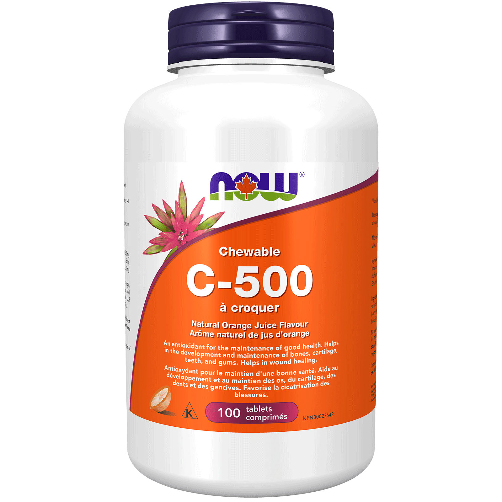 NOW Vitamin C-500 Chewable Orange 100 Tablets