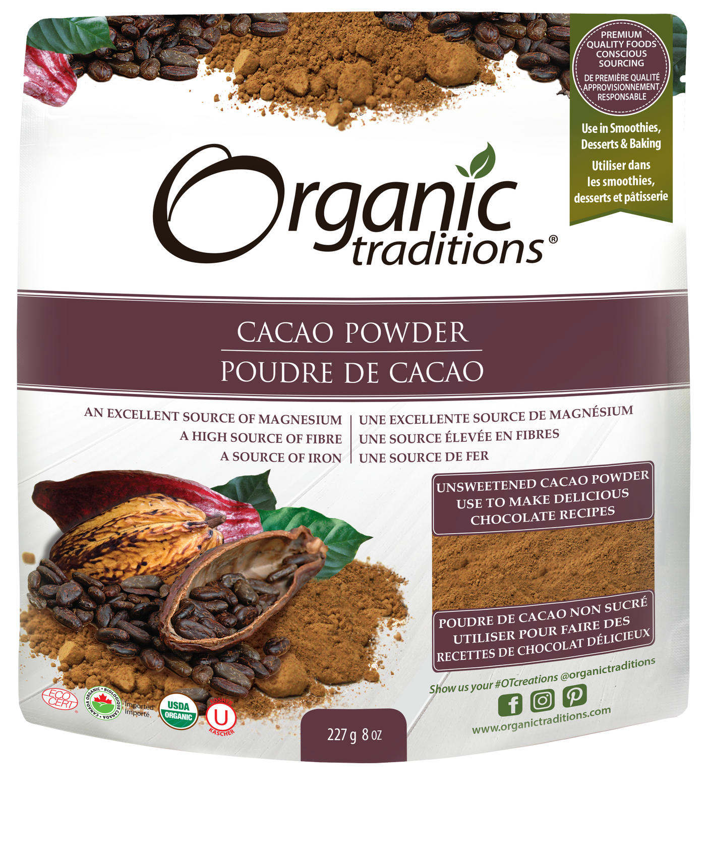 Organic Traditions Organic Cacao Powder 227g