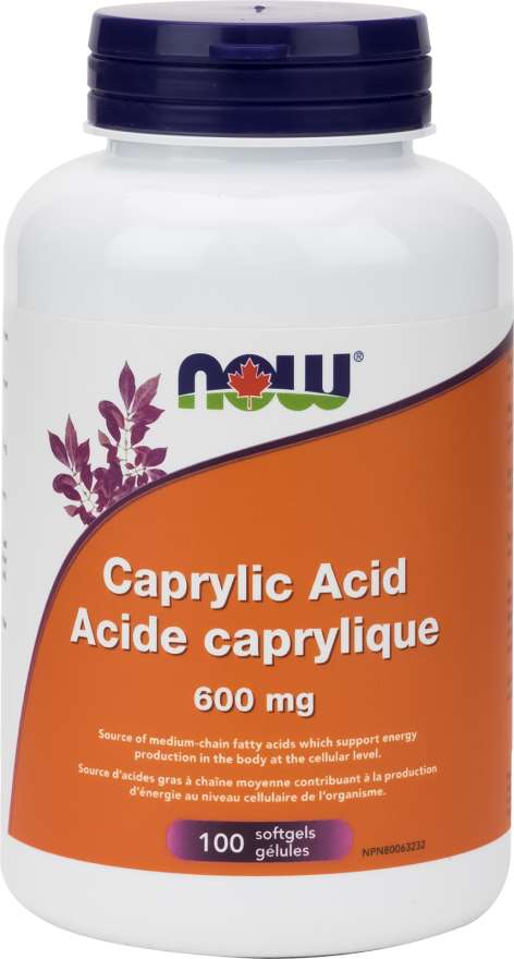 NOW Caprylic Acid 600mg 100 Softgels