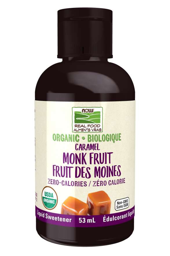 NOW Organic Liquid Monk Fruit Sweetener Caramel Flavour 53ml