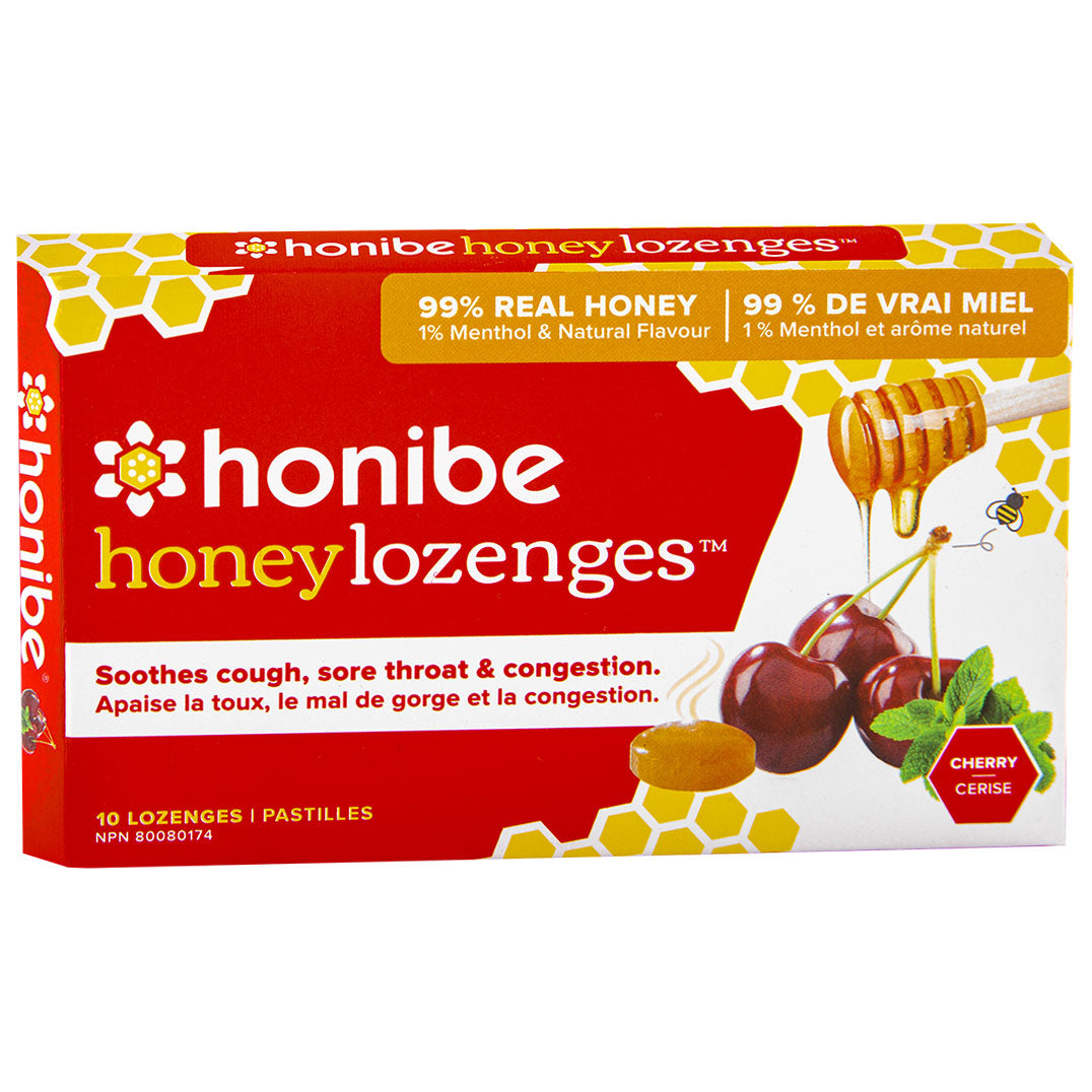 Honibe Pure Honey Lozenges Cherry with Menthol & Eucalyptus 10 Lozenges