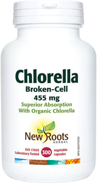New Roots Chlorella Broken-Cell 455 mg 300 Vegetarian Capsules