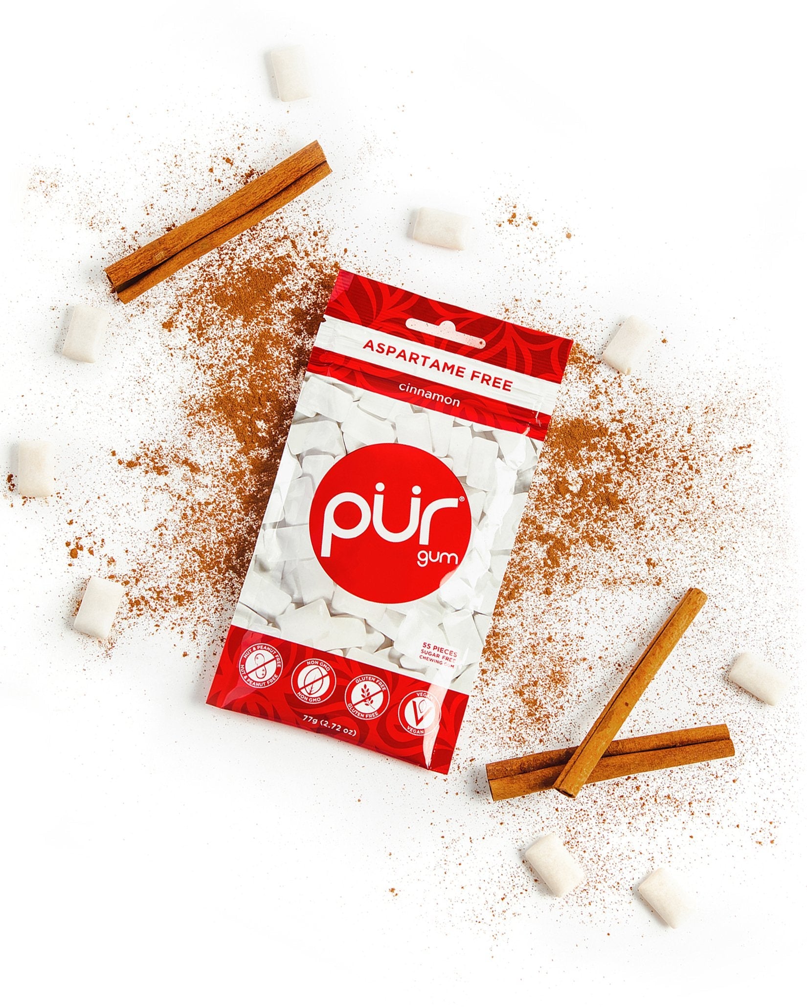 Pur Gum Sugar-Free Cinnamon Gum Bag 80g  (55 Pieces)