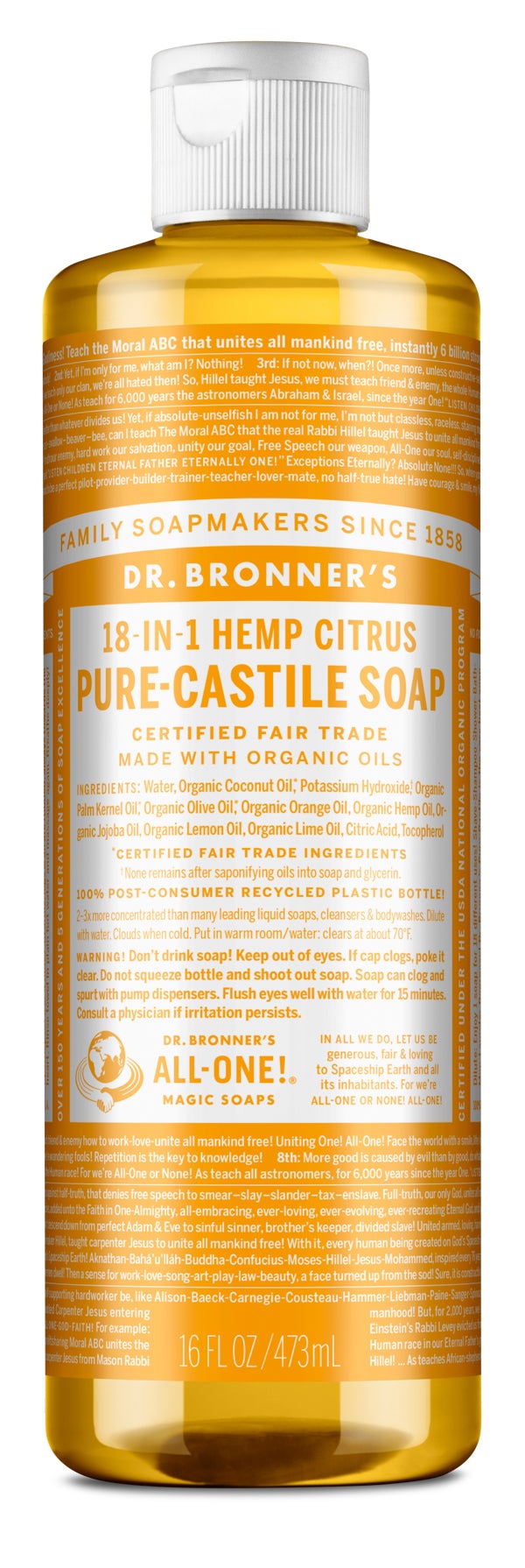Dr. Bronner’s Organic Citrus Orange Castile Soap 473ml