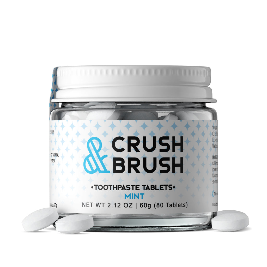 Nelson Naturals Crush & Brush Mint Toothpaste Tablets Glass Jar 60g