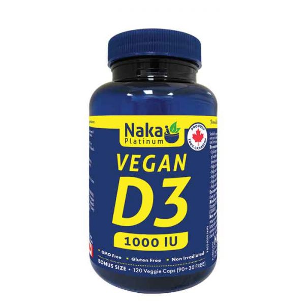 Naka Platinum Vegan Vitamin D3 1000IU 120 Vegetarian Capsules