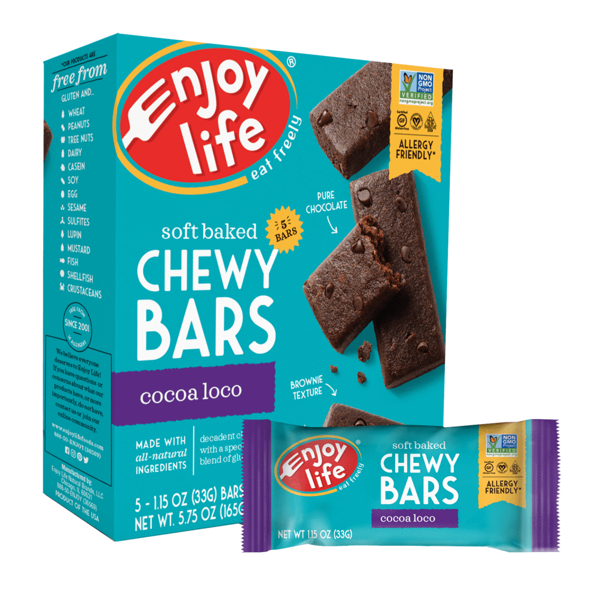 Enjoy Life Cocoa Loco Chewy Bars 5x33g