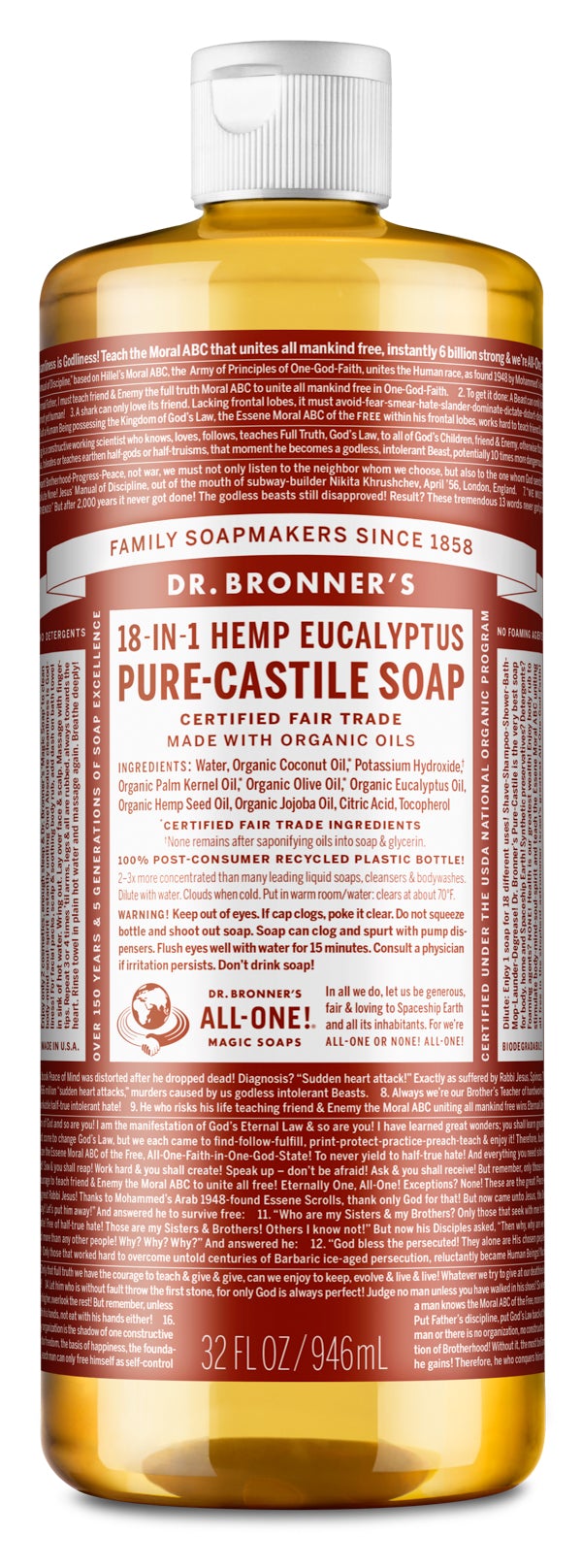 Dr. Bronner’s Organic Eucalyptus Oil Castile Soap 946ml